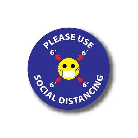 Ergomat 4in CIRCLE SIGNS Please Use Social Distancing DSV-SIGN 16 #0812 -UEN